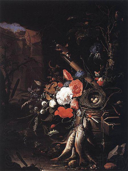 Abraham Mignon Still-Life with Fishes and Bird Nest Spain oil painting art